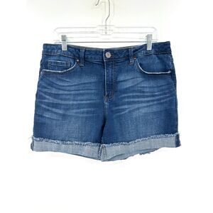 LEE Riders Women's High Rise Cuffed Summer Blue Denim Jean Shorts Size 14